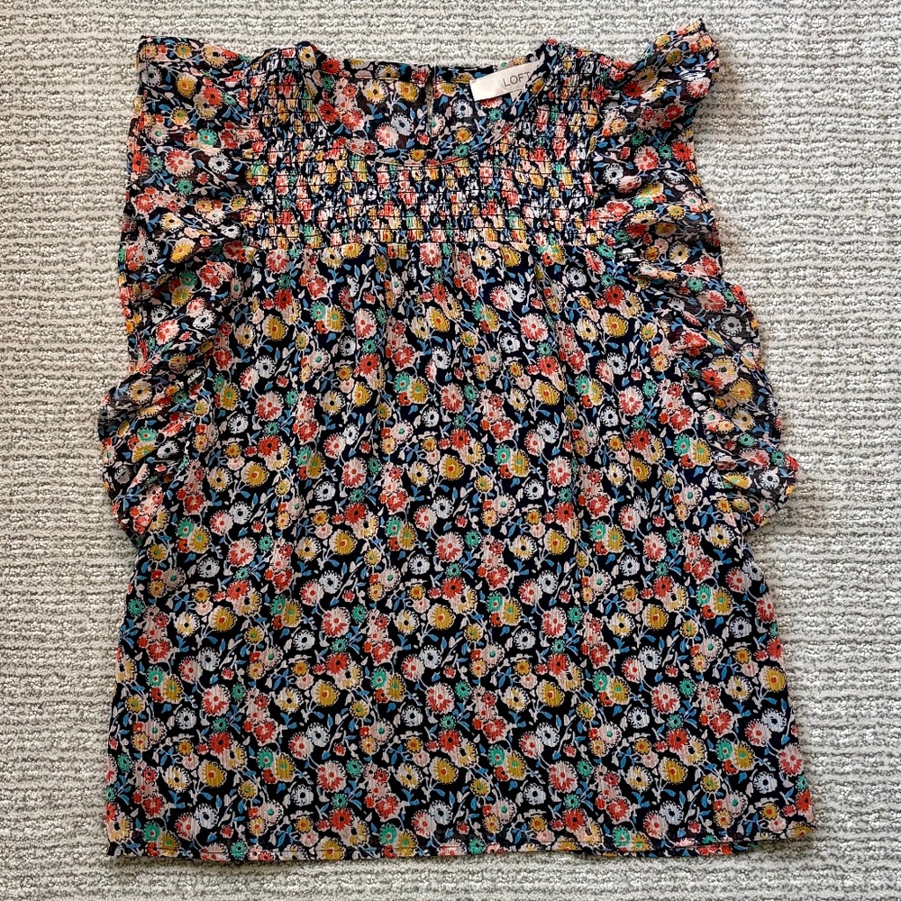 LOFT flowy floral sleeveless shell XSP